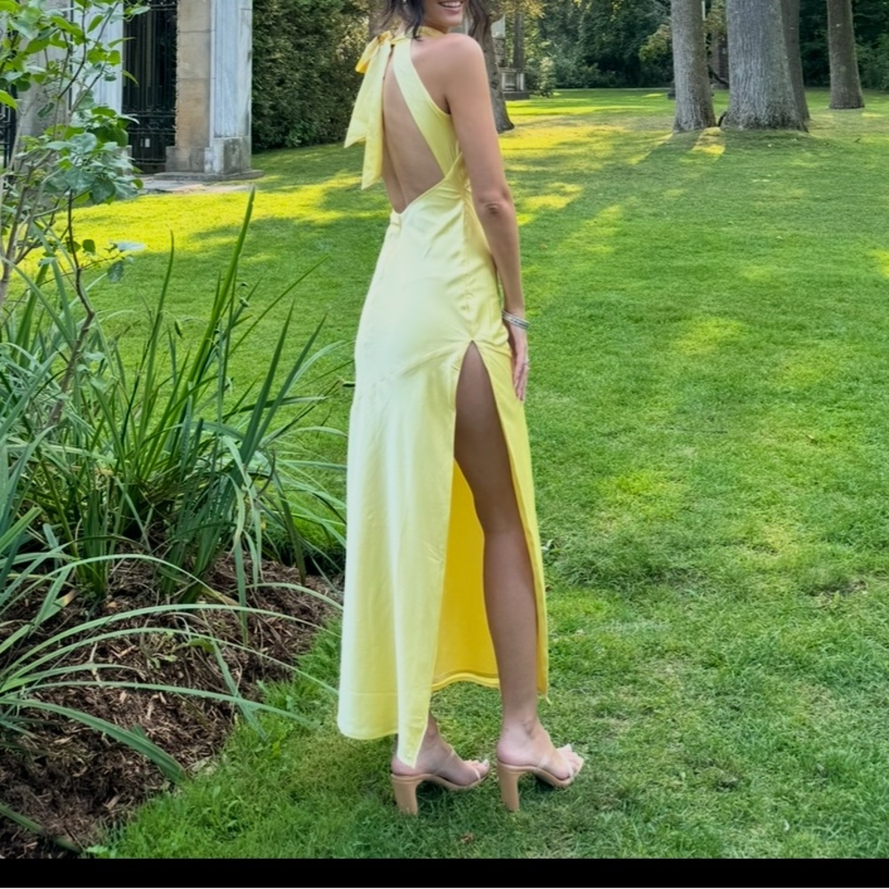 Baby boo fashion- Etta Maxi Dress - Lemon - Yellow Halter Maxi Dress - Picture 2 of 4